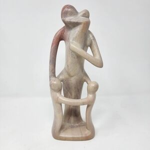 Hand-Carved Soapstone Parent Children Family Sculpture